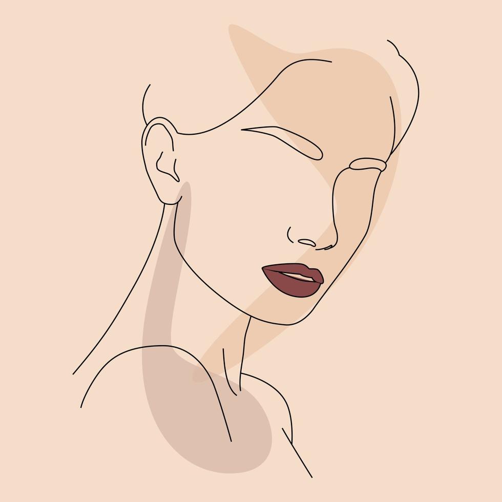 retrato vectorial en un estilo minimalista. retrato de una mujer. vector