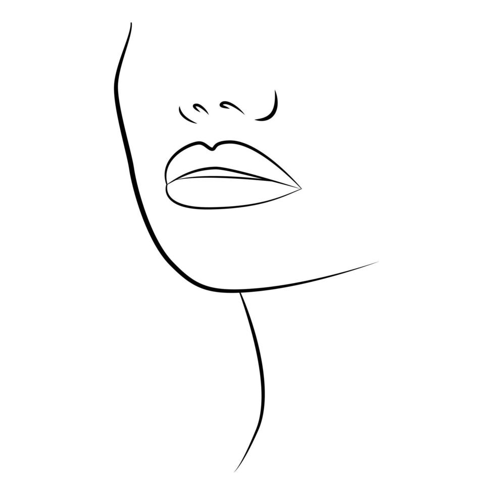 Fashionable abstract female face with one line with abstract shapes. Linear portrait. vector