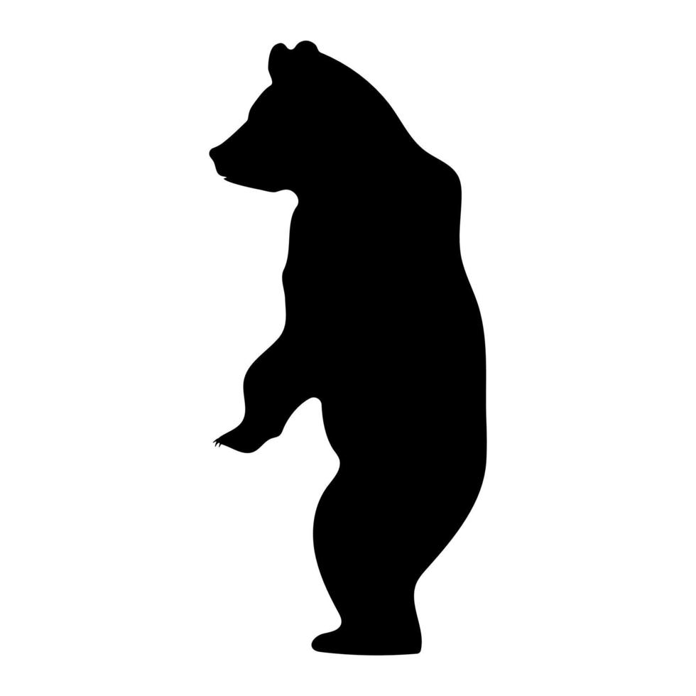 Black silhouette of a bear on a white background. vector
