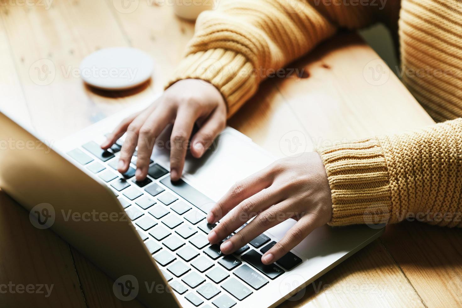 freelance concept,female using computers to design work as ordered by customers. photo