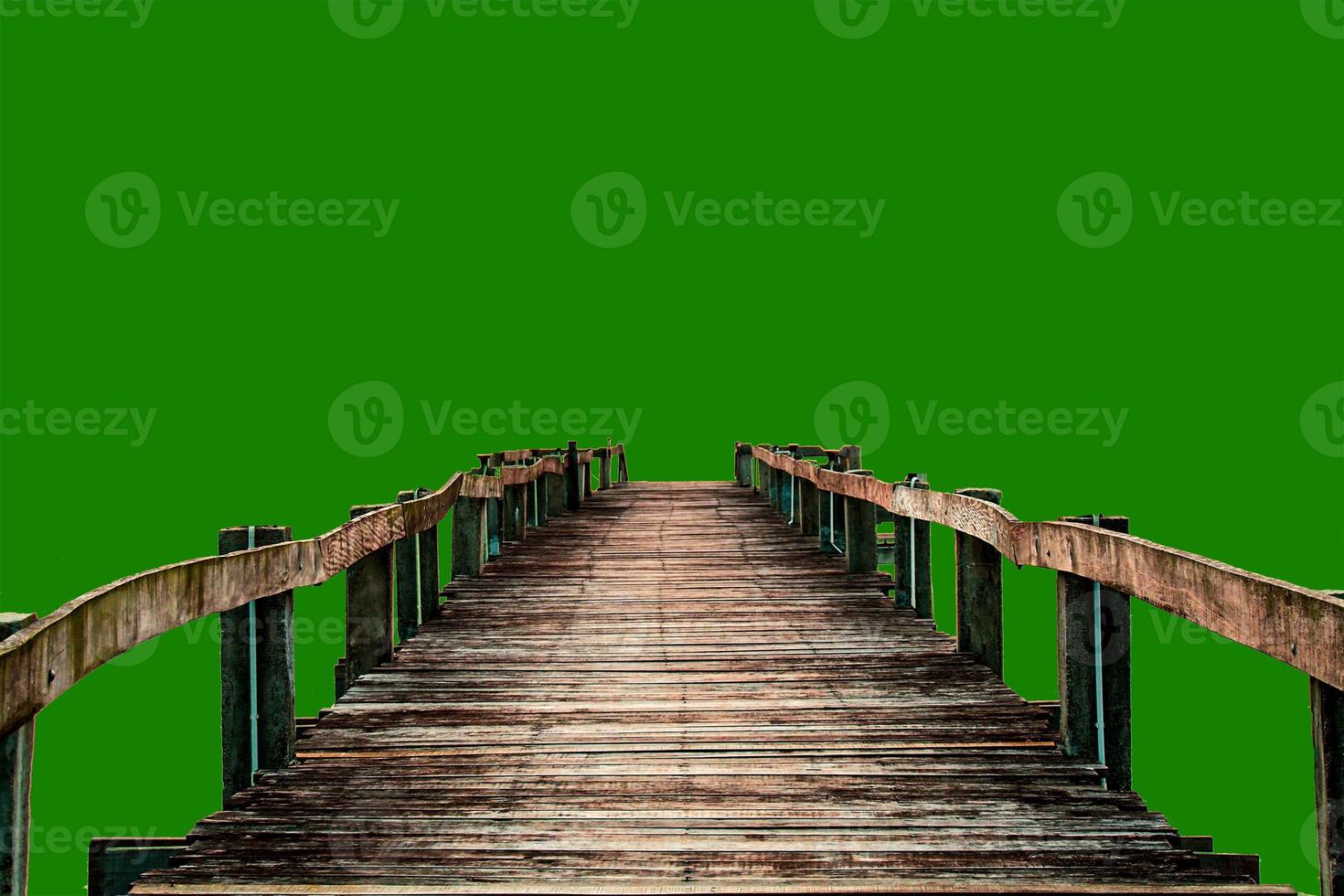 classic wooden bridge on colored background with clipping path photo