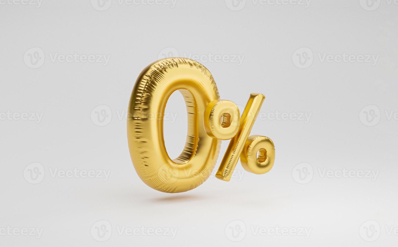 Golden zero percentage  balloon for special offer of shopping department store discount and banking interest rate concept by realistic 3d render. photo