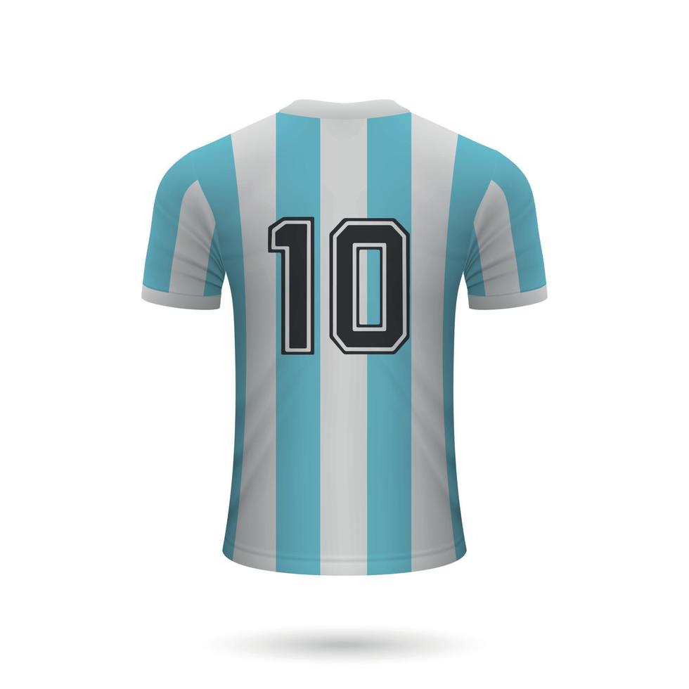 camiseta argentina de fútbol realista con el número 10, para tu diseño vector