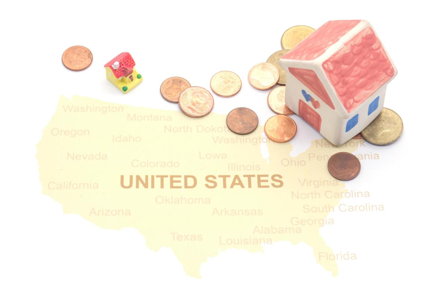 House on a American map. business house concept photo