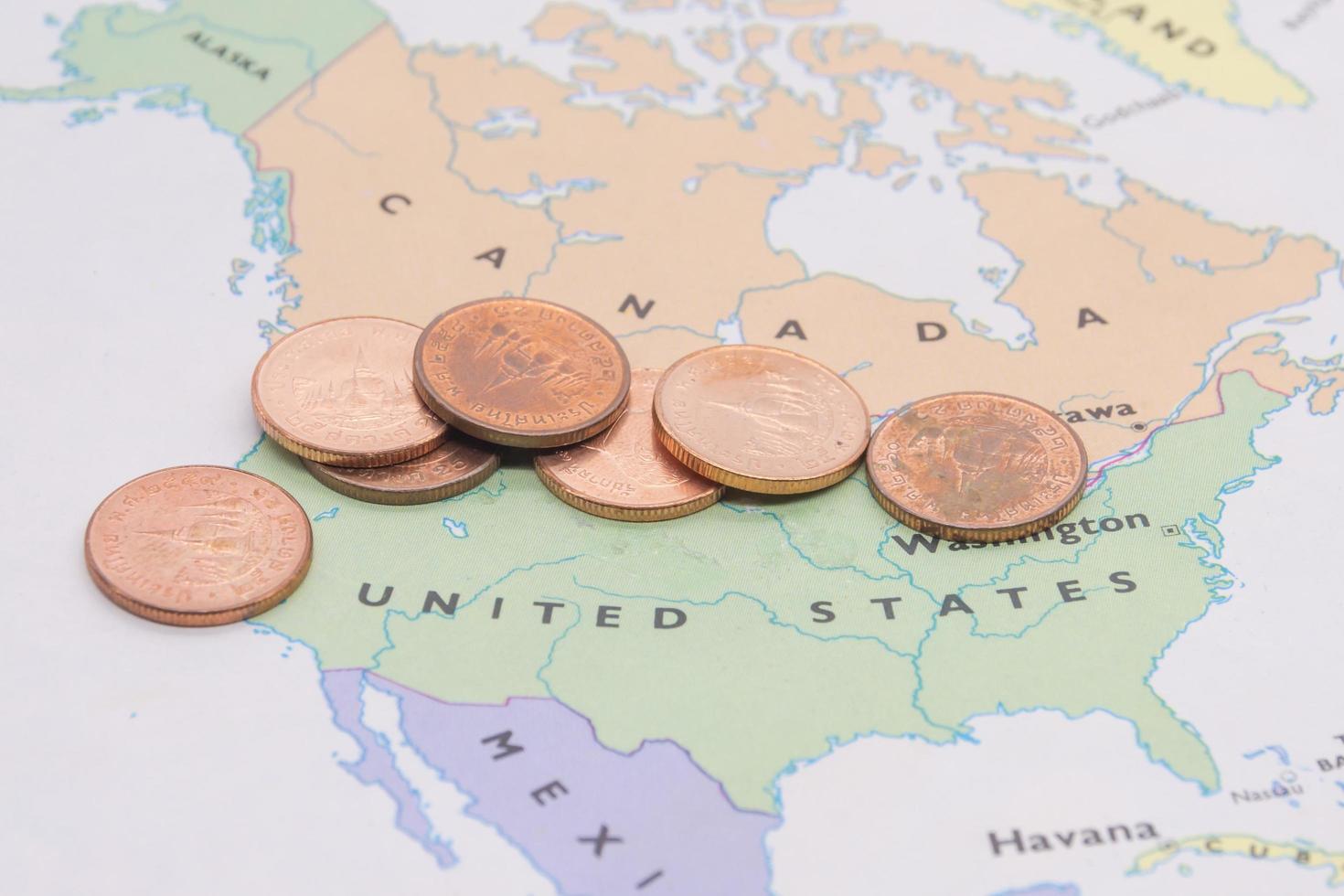 coins on map American photo