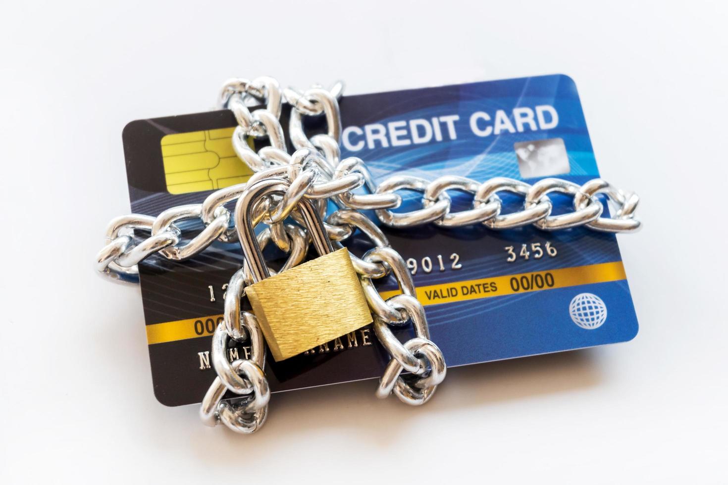 Credit Card with chain and padlock, secure trading concept photo