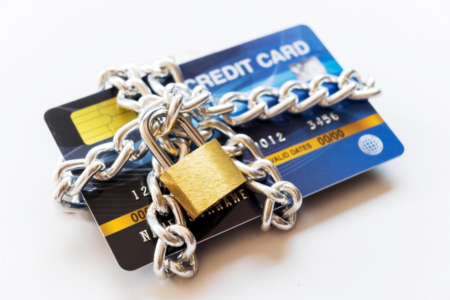 Credit Card with chain and padlock, secure trading concept photo