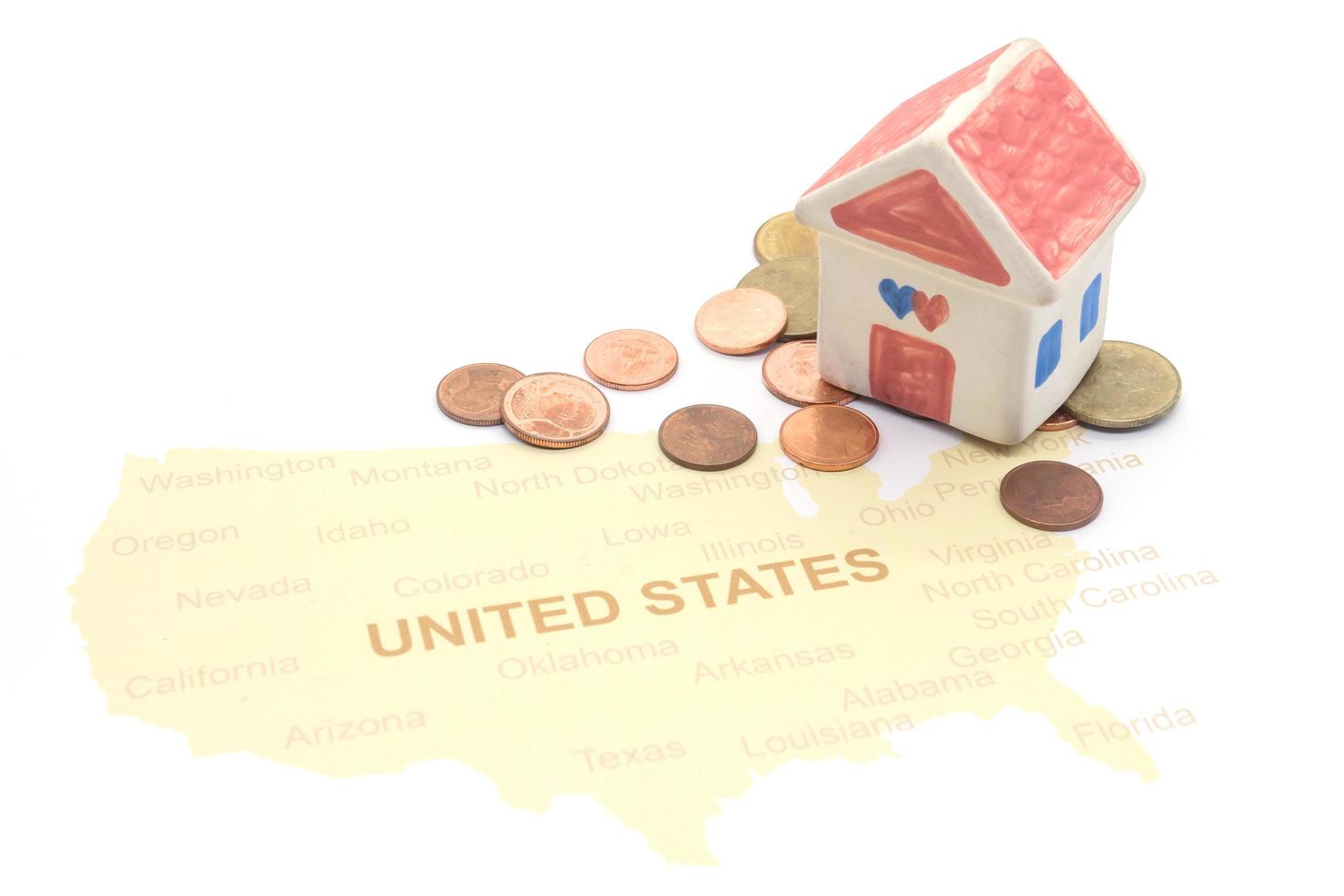 House on a American map. business house concept photo