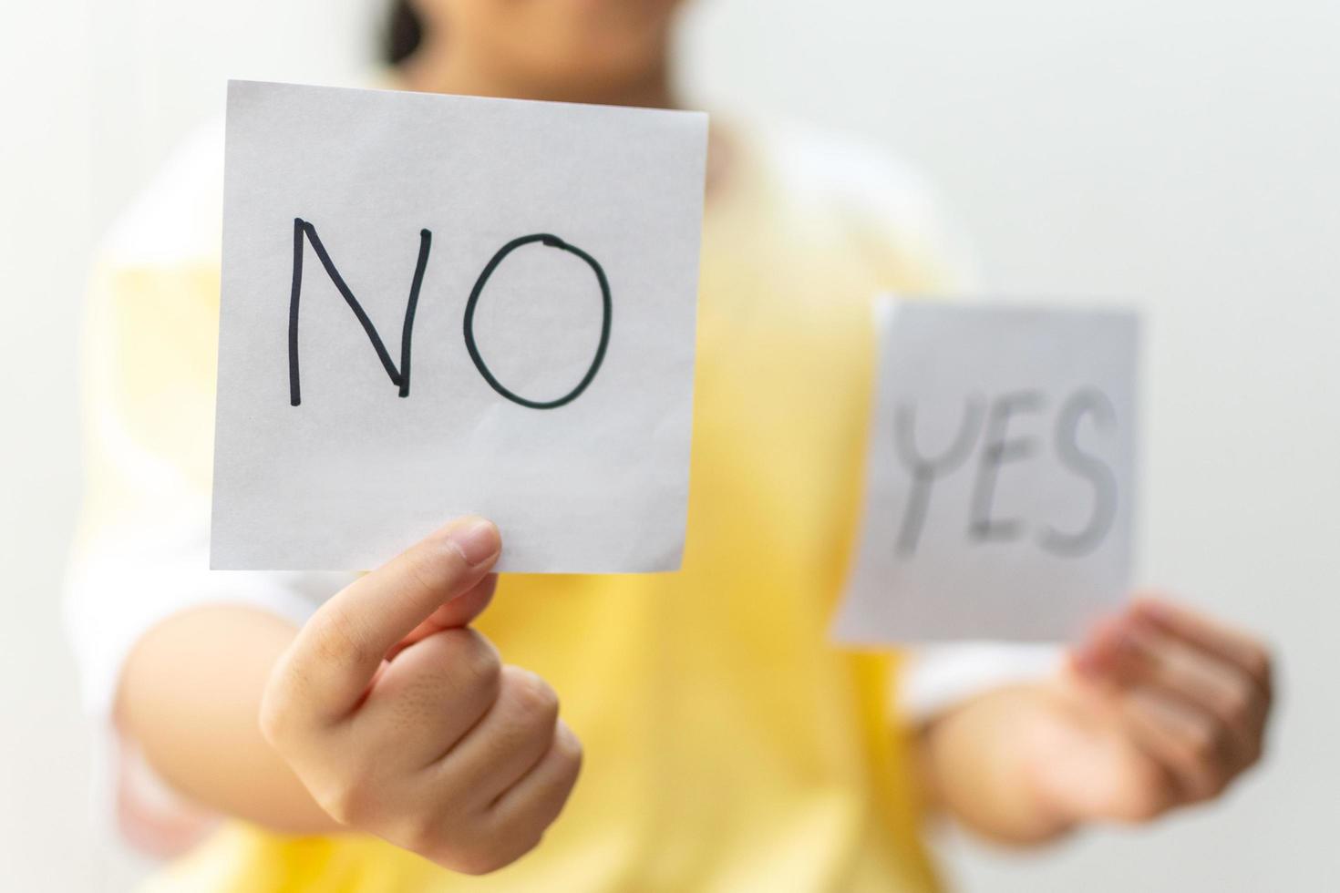 Girl holding paper with No photo