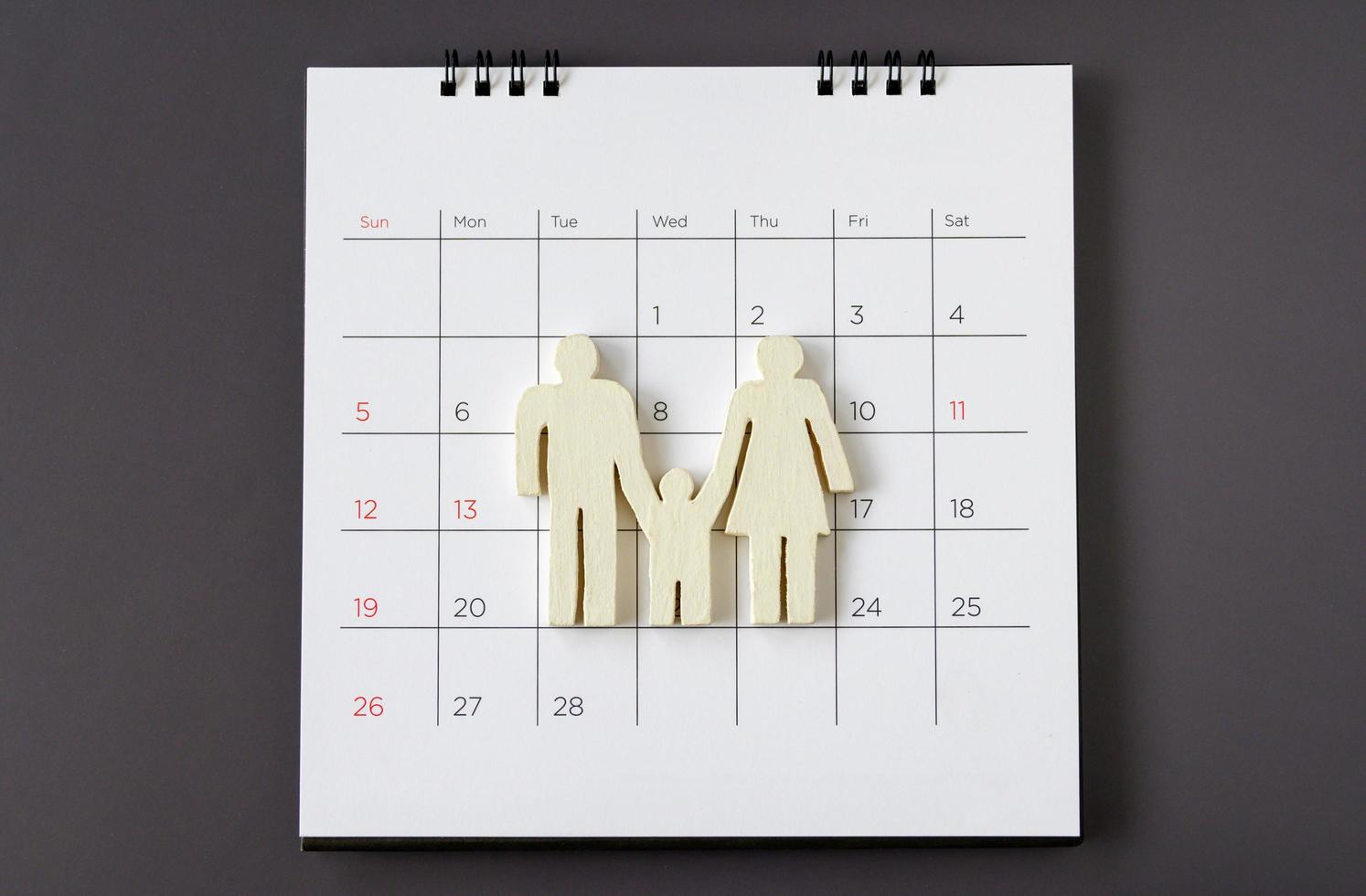 white icon family on calendar, Family concept photo