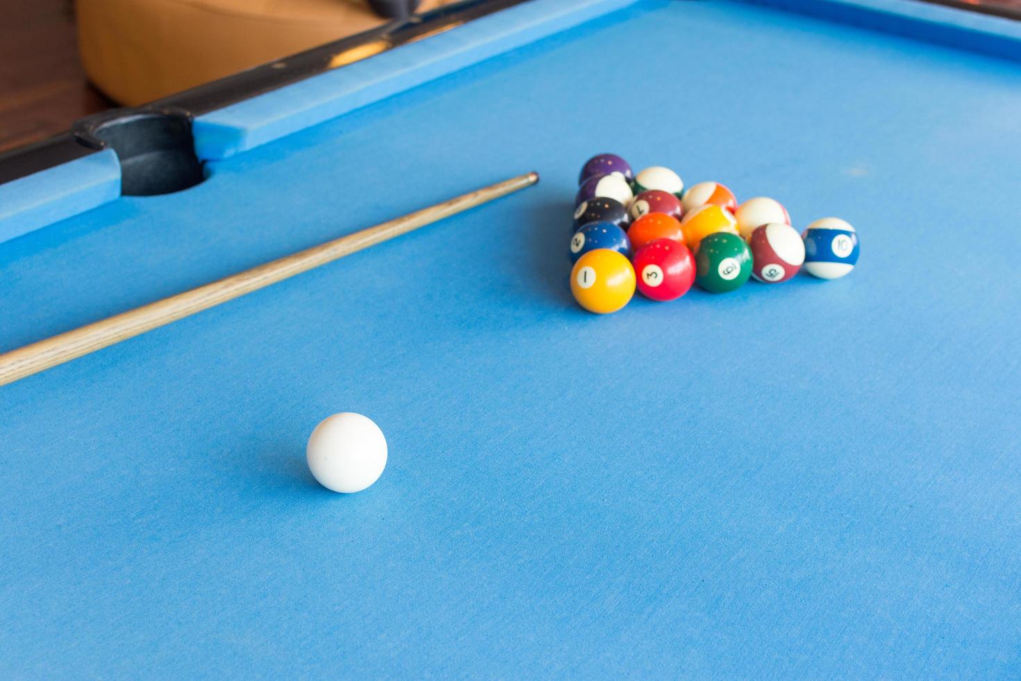 Colorful snooker ball on snooker table photo