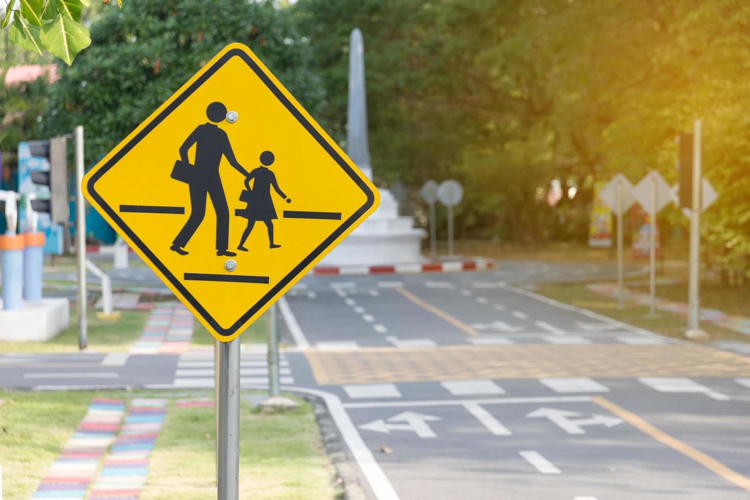 Students crossing ahead sign photo