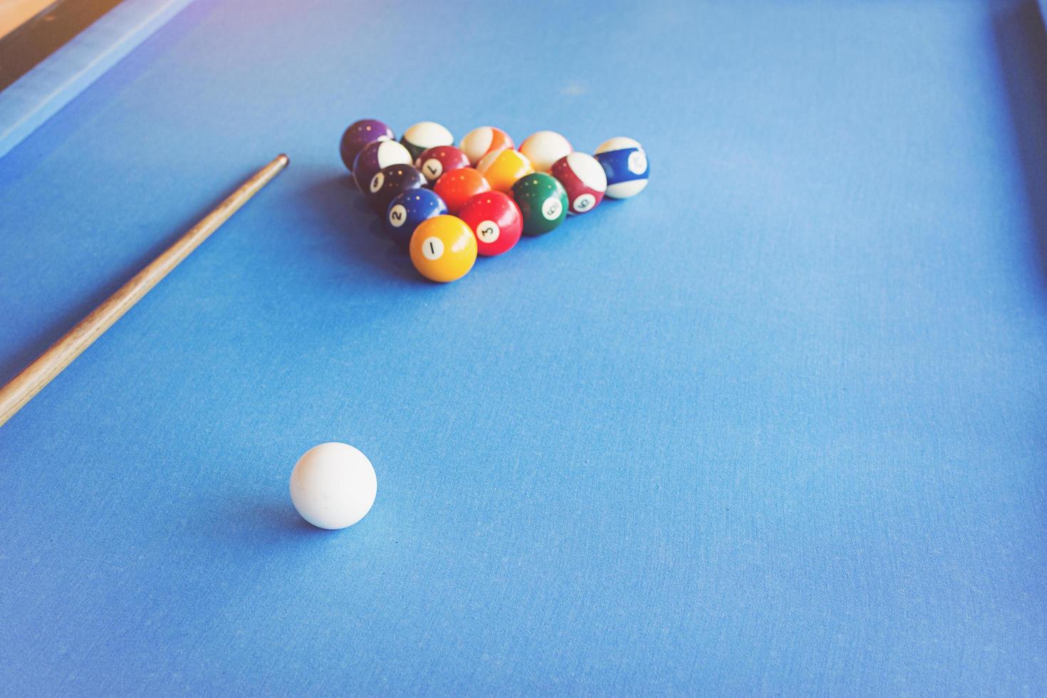 Colorful snooker ball on snooker table photo