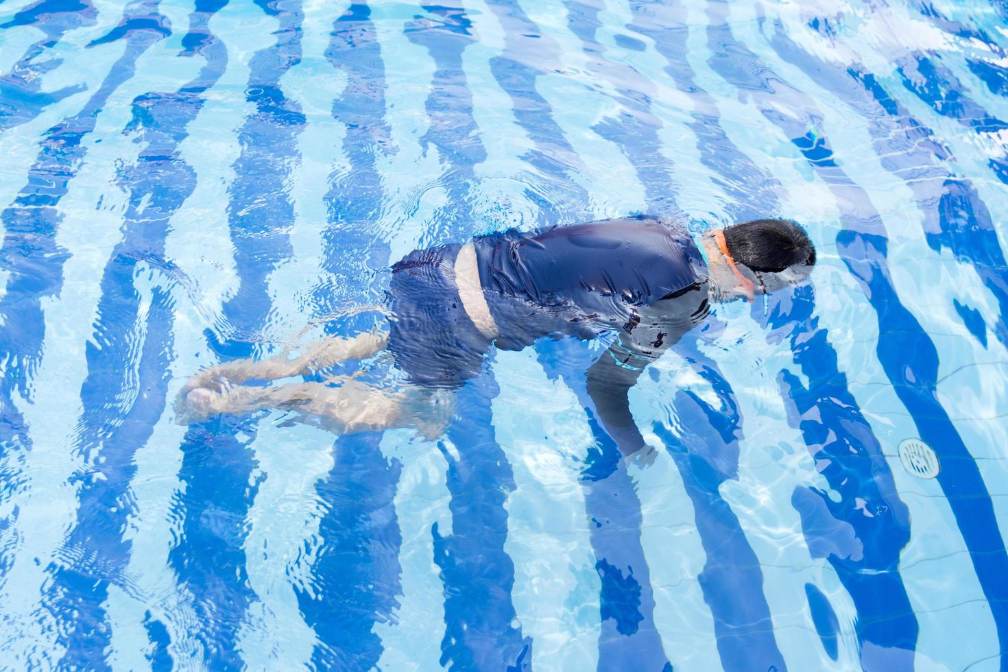 Young boy drowning in the pool photo