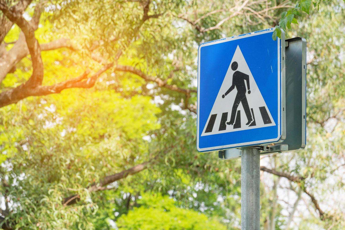 Pedestrian crossing traffic sign pole photo