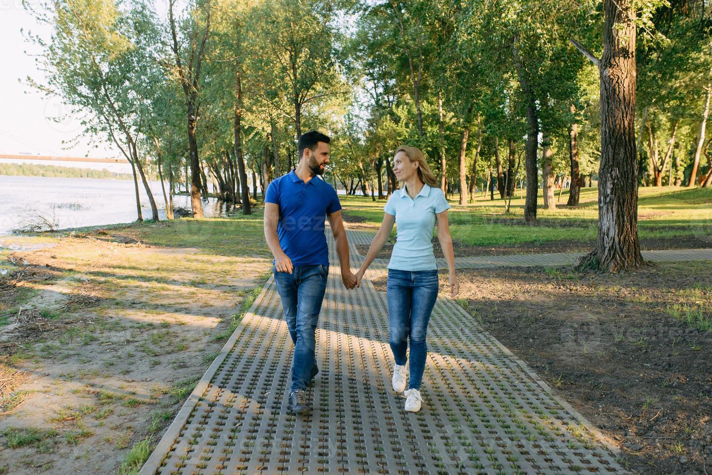 Loving couple on a date in the park photo