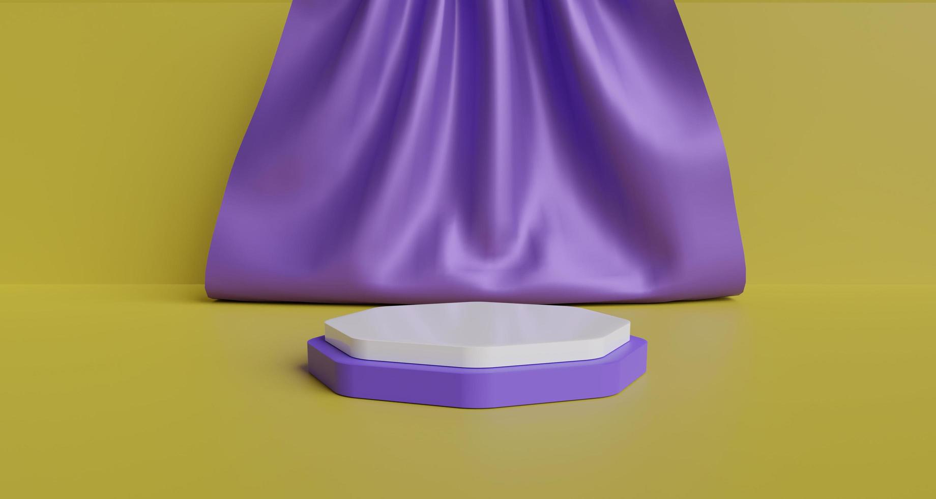 Magenta and yellow product podium  background with fabric backdrops photo