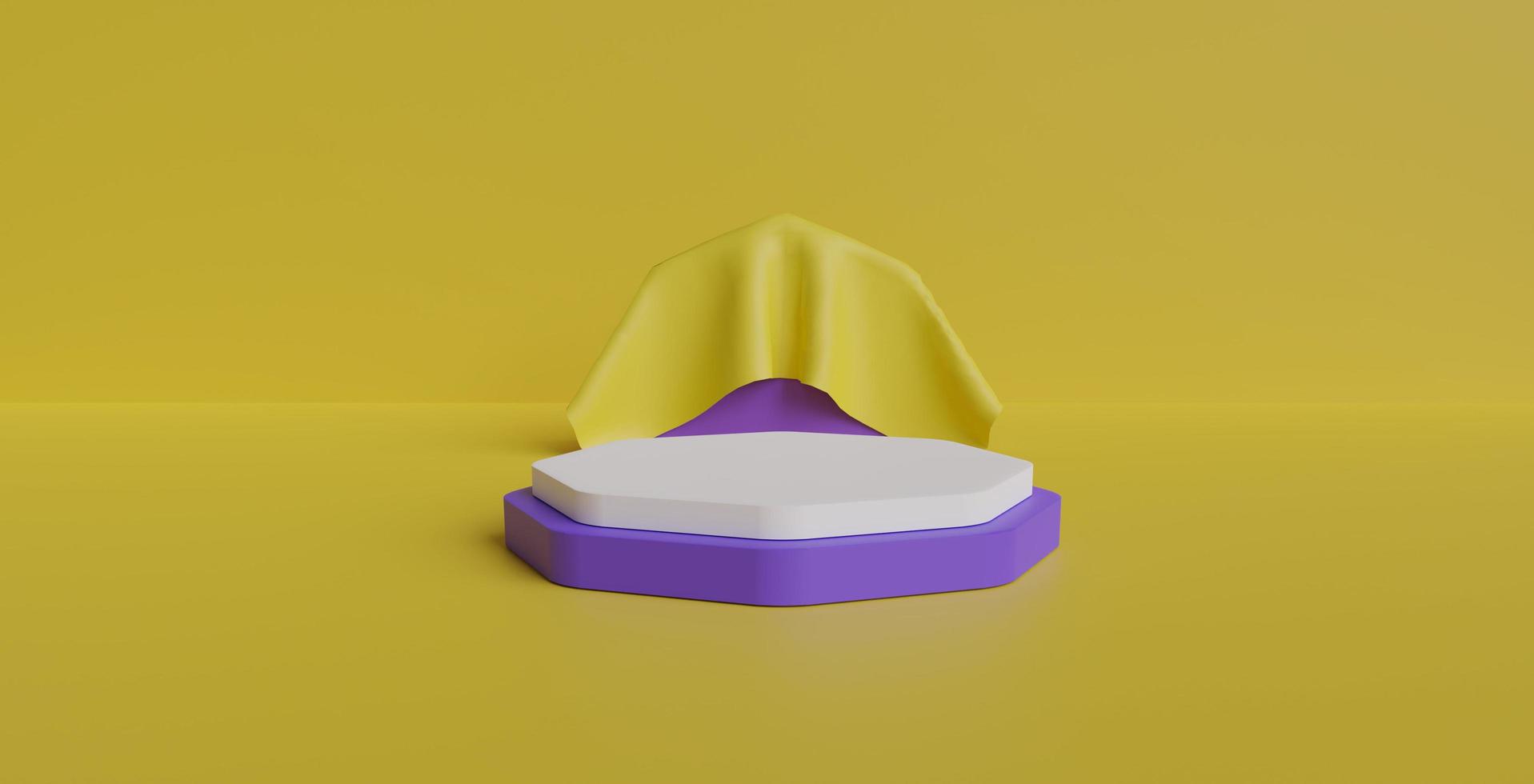 Yellow product podium  background with fabric backdrops photo