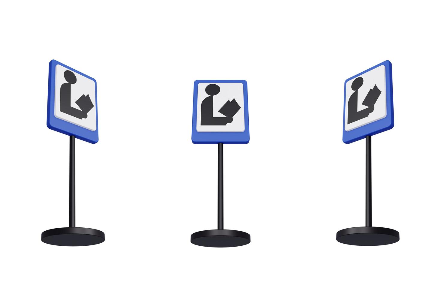 3d render illustration traffic signs of Library photo