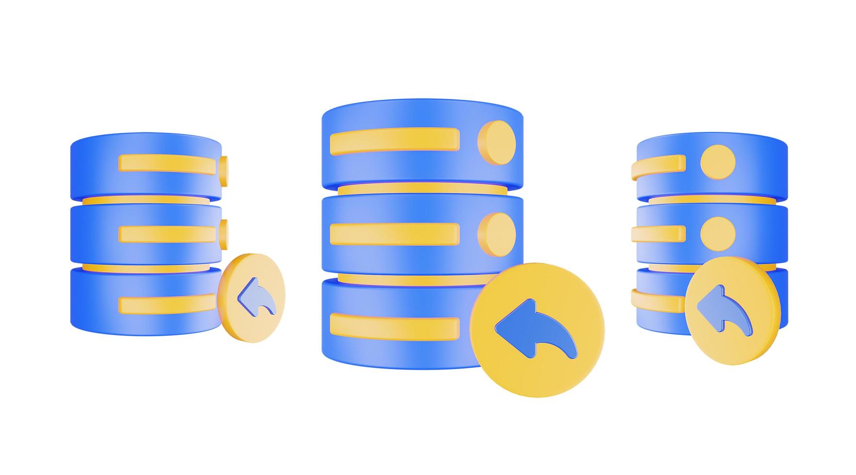 3d render database server icon with previous icon isolated photo