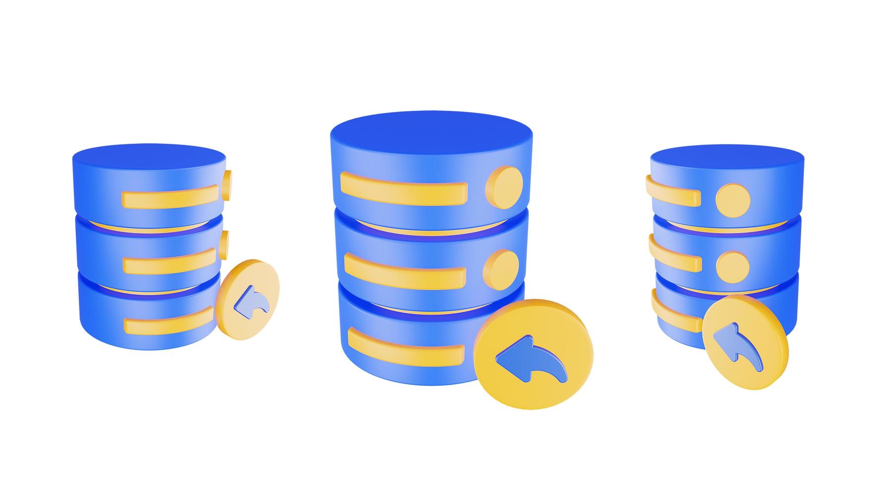 Icono de servidor de base de datos de procesamiento 3D con icono anterior aislado foto