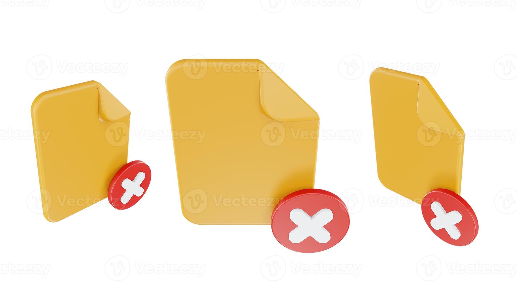 3d render file cross icon with orange file paper and red cross photo