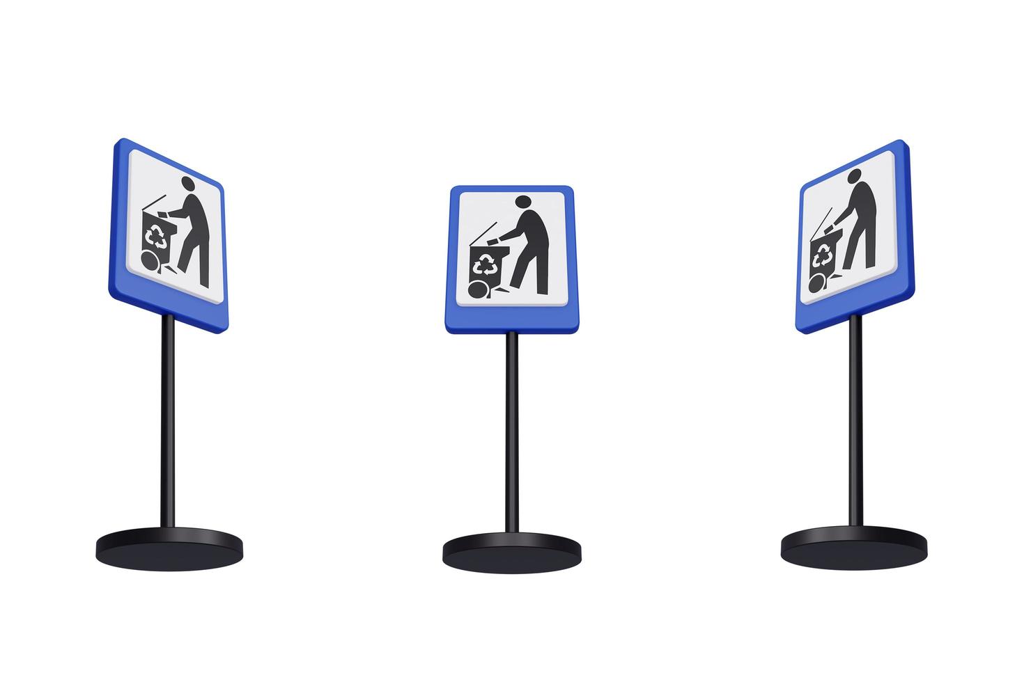 3d render illustration traffic signs of Waste disposal photo
