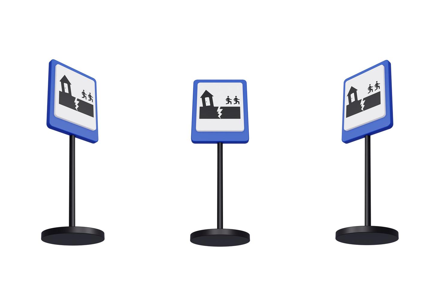 3d render illustration traffic signs of Earthquake evacuation route photo