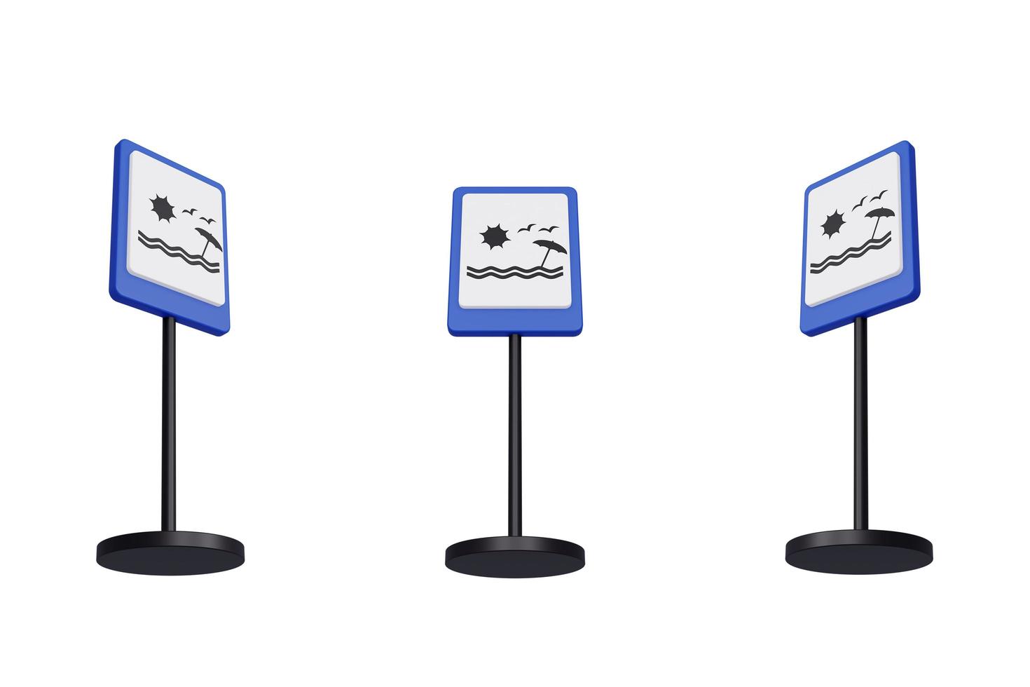 3d render illustration traffic signs of Beach photo