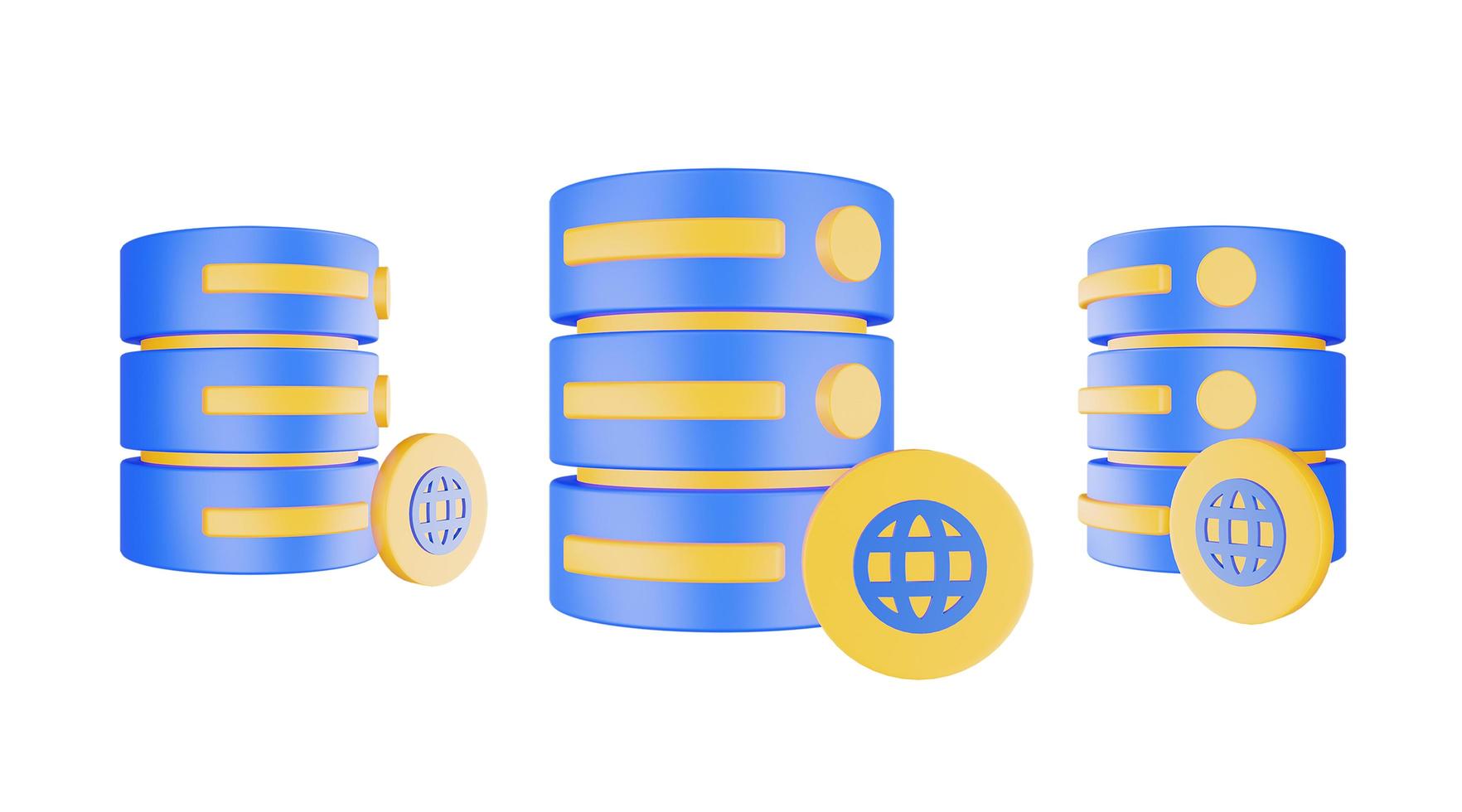 3d render database server icon with web icon isolated photo