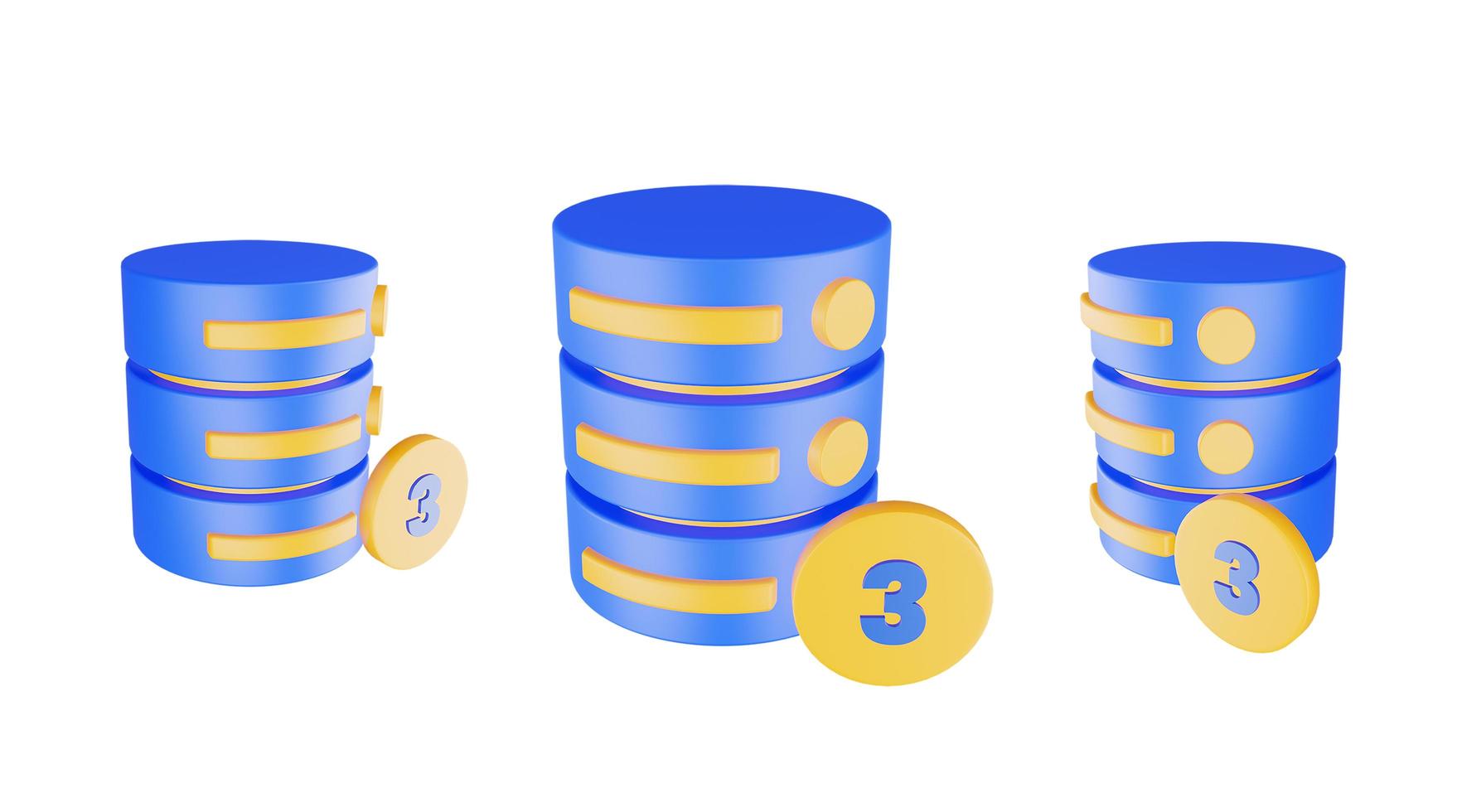 3d render database server icon with three icon isolated photo