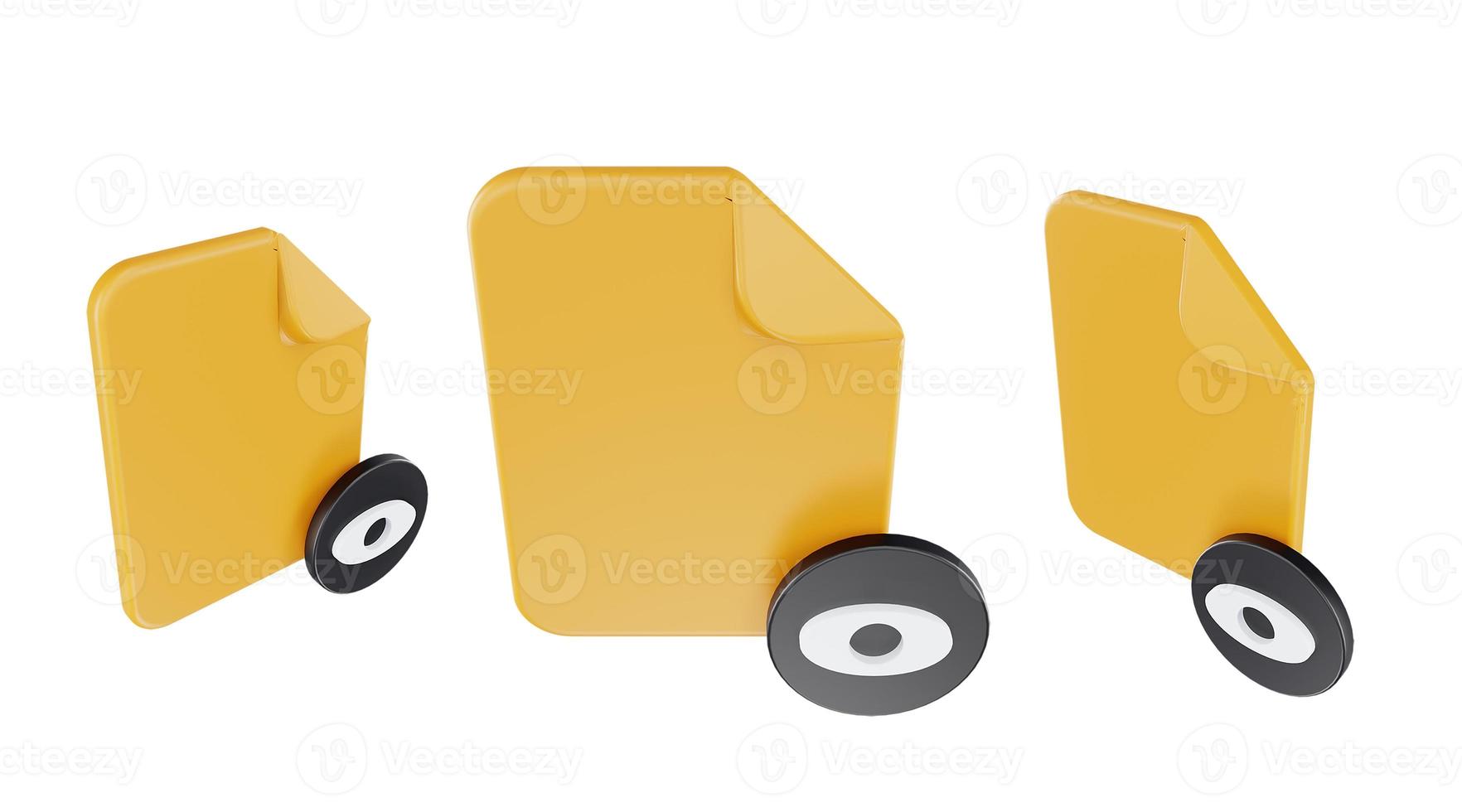 3d render file seen icon with orange file paper and black seen photo