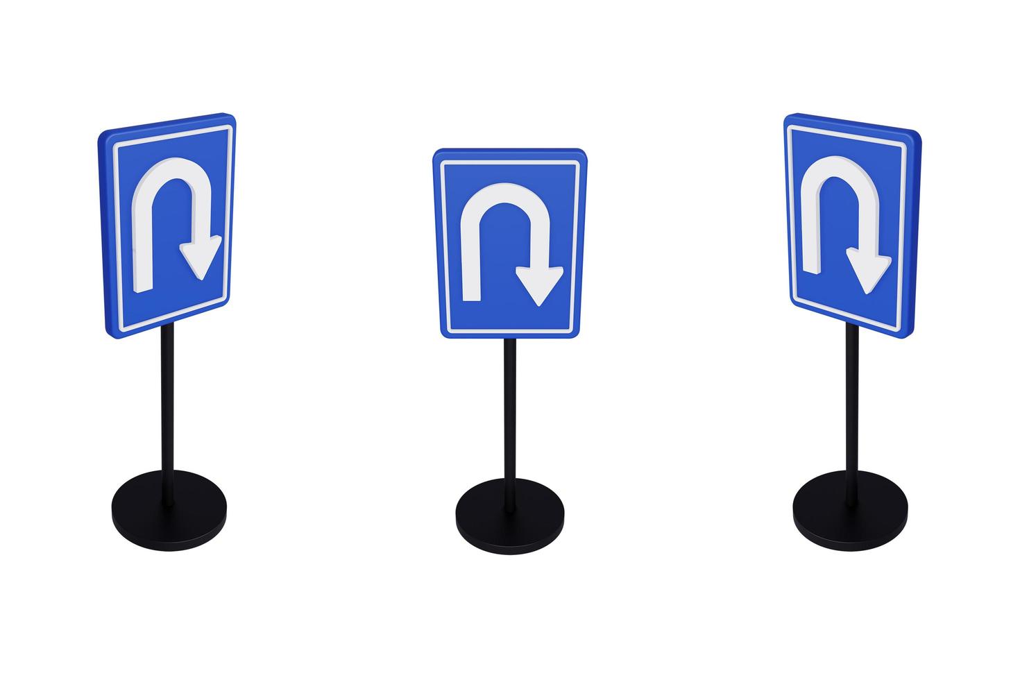 3d render illustration traffic signs of u turn sign photo