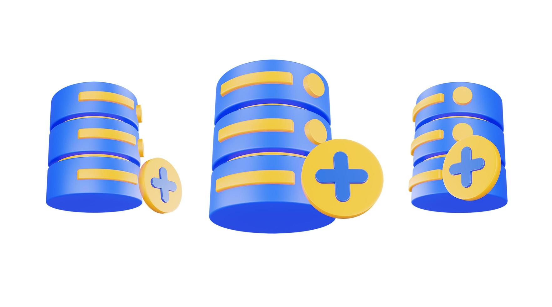 3d render database server icon with plus icon isolated photo