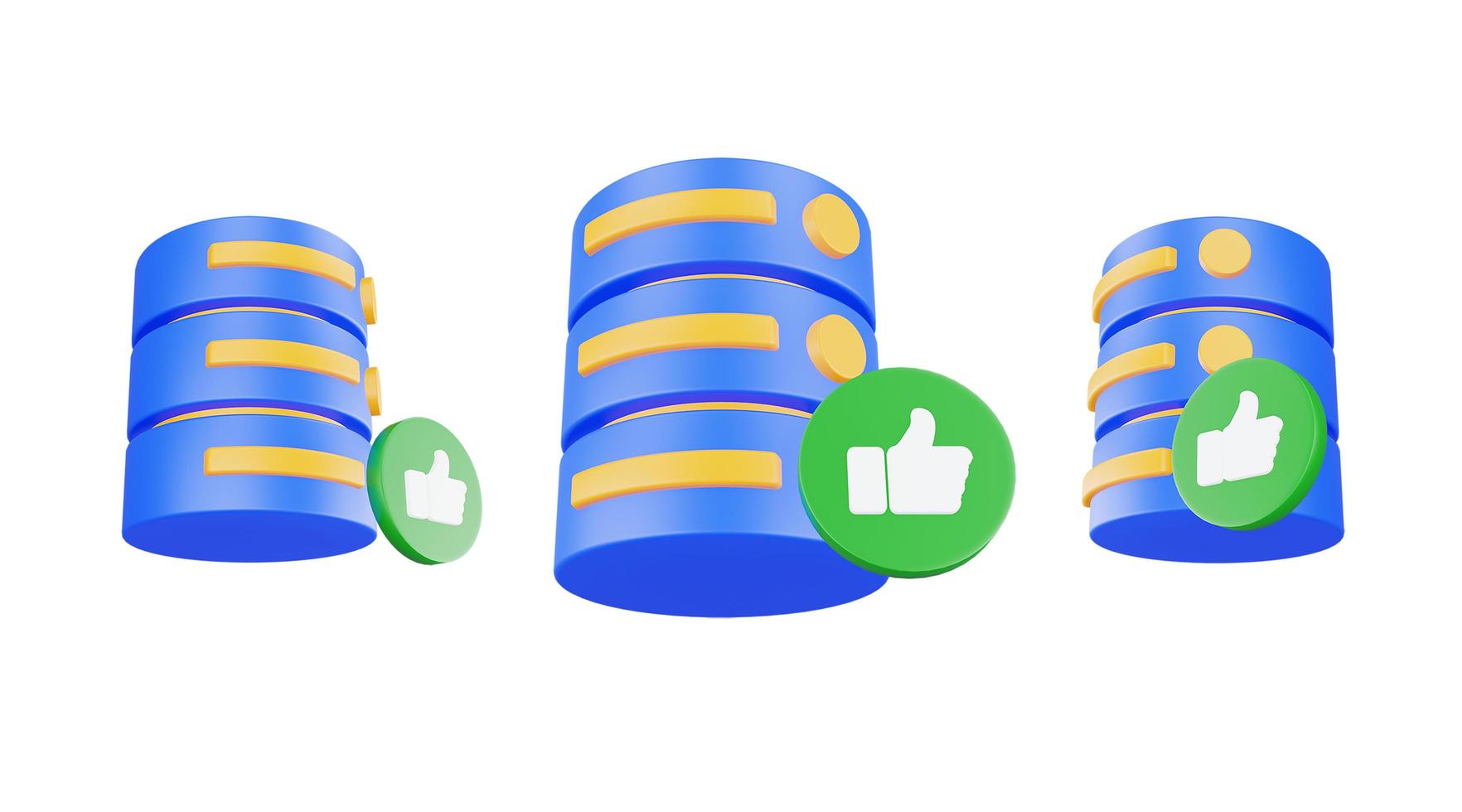 3d render database server icon with like icon isolated photo