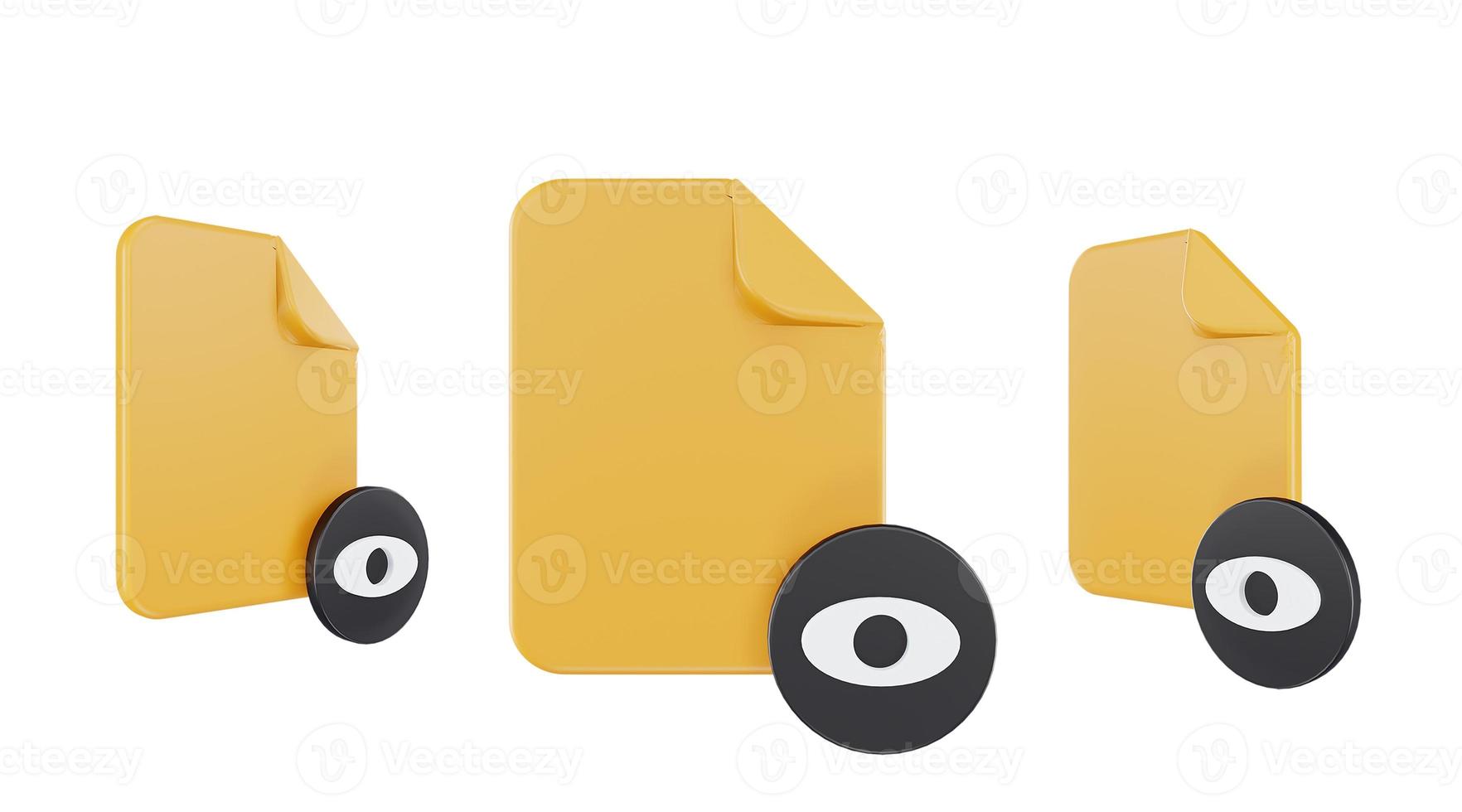 3d render file seen icon with orange file paper and black seen photo