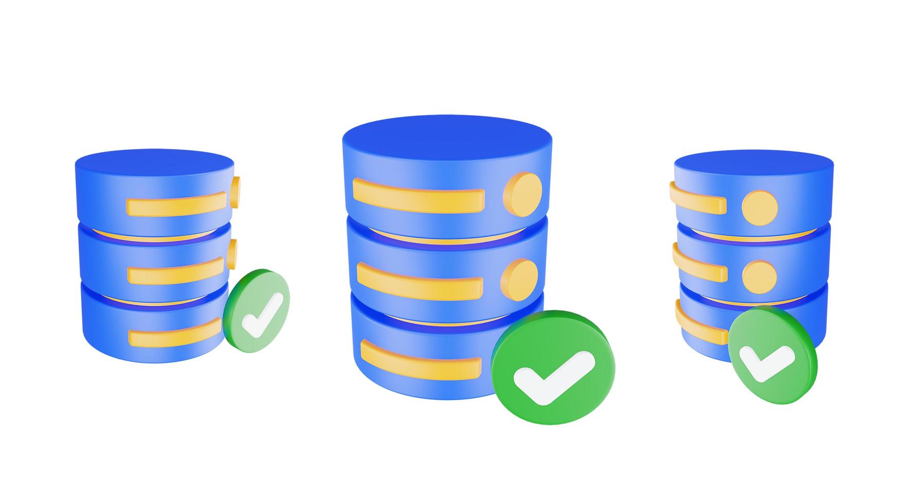 3d render database server icon with check icon isolated photo