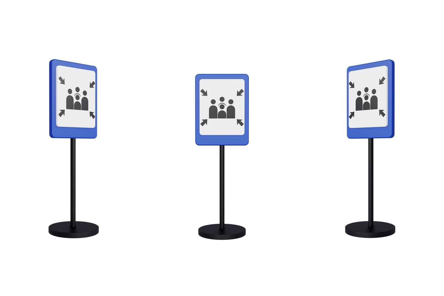 3D Render ilustración señales de tráfico de la zona de reunión de emergencia foto