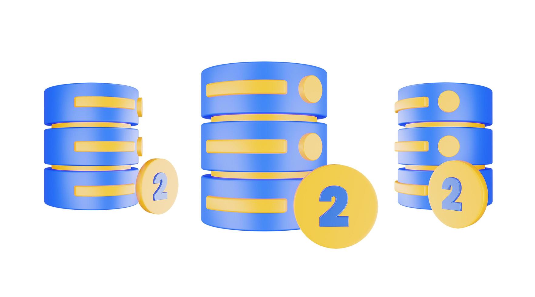 3d render database server icon with two icon isolated photo