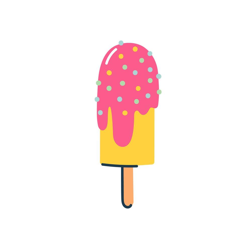 Popsicle ice cream in trendy doodle style. Vector isolated clipart