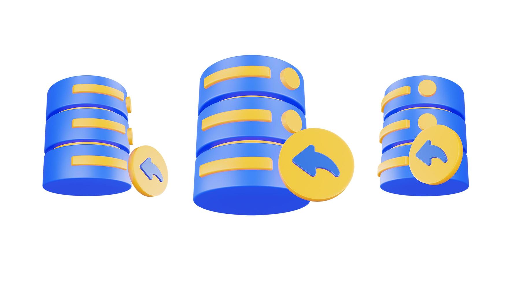 3d render database server icon with previous icon isolated photo