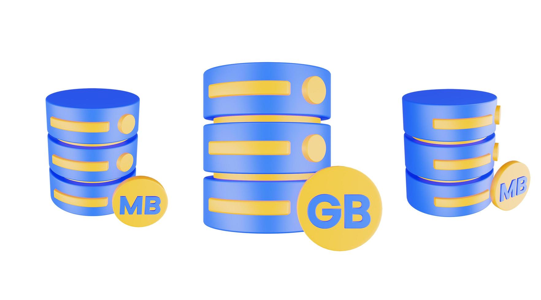 3d render database server icon with gigabyte icon isolated photo