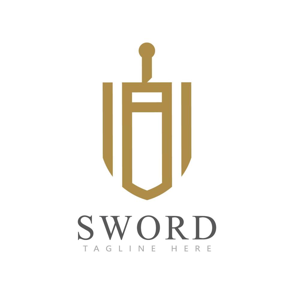 Sword Logo icon with A letter initial logotype vector