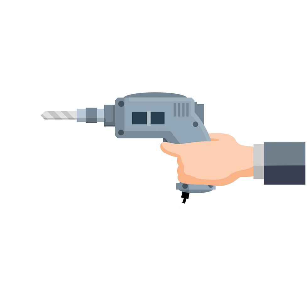 Drill. Technical work. Tool in hand vector