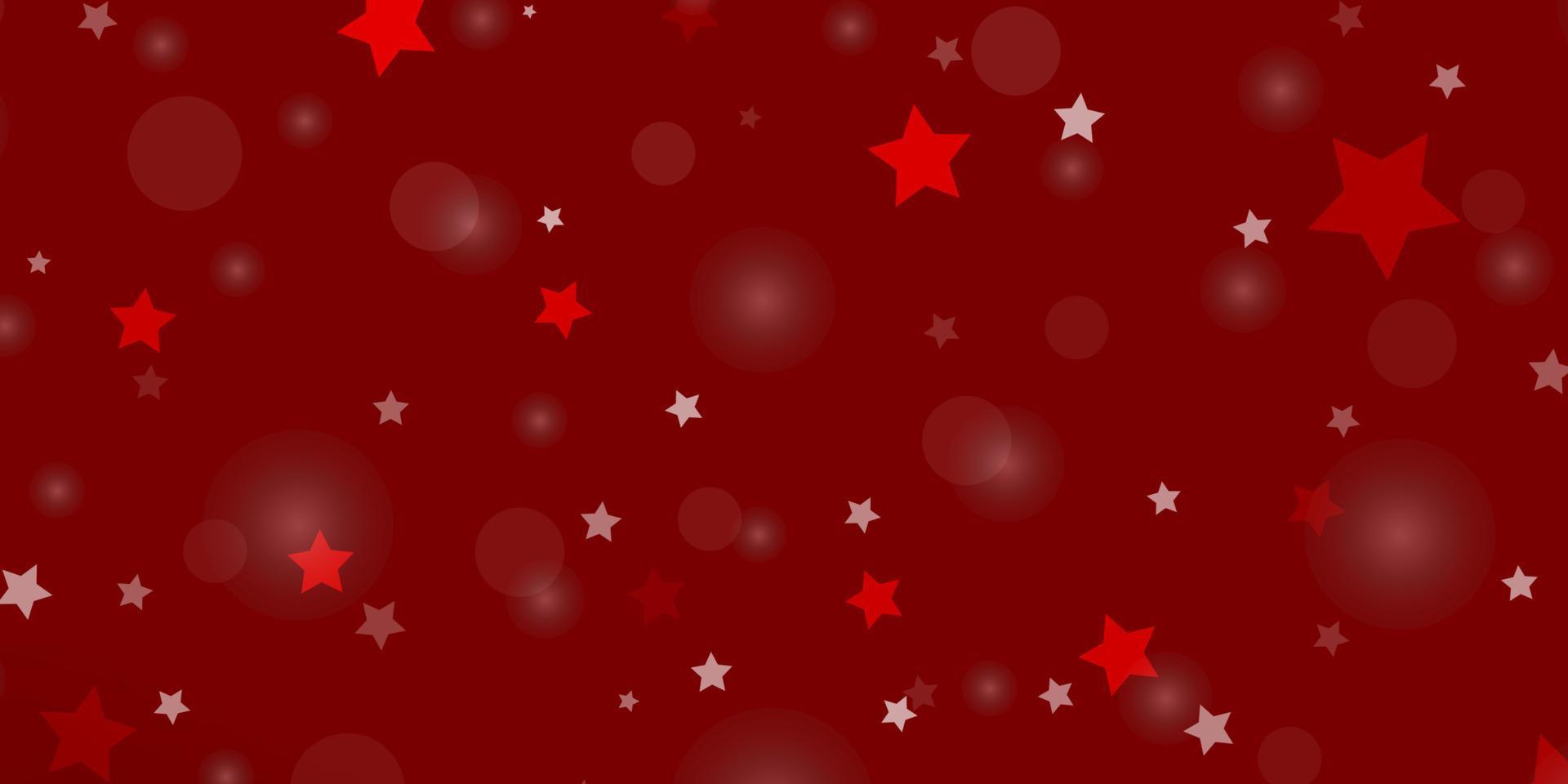 Fondo de vector rojo claro con círculos, estrellas.