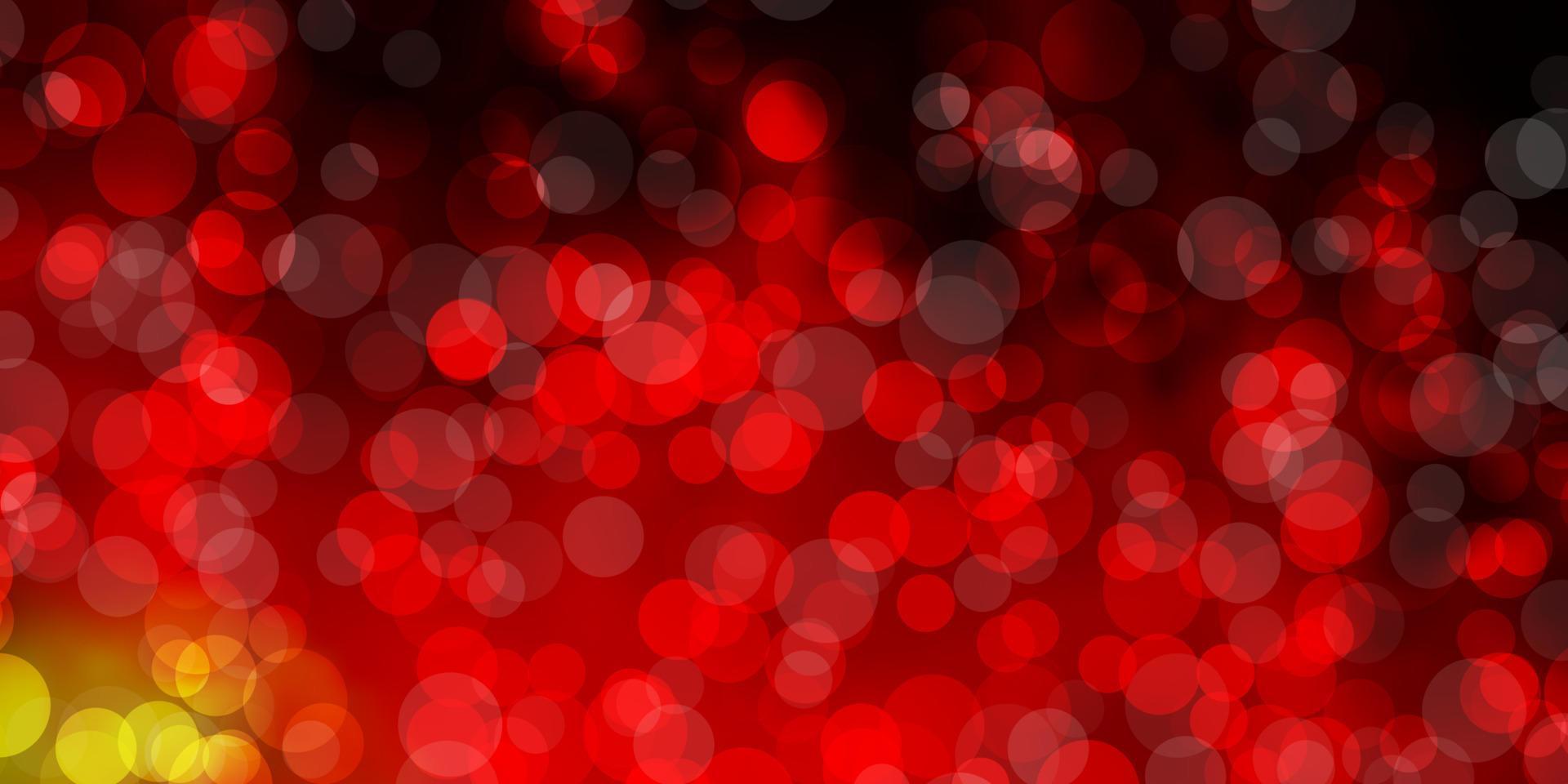 Dark Red, Yellow vector background with spots.