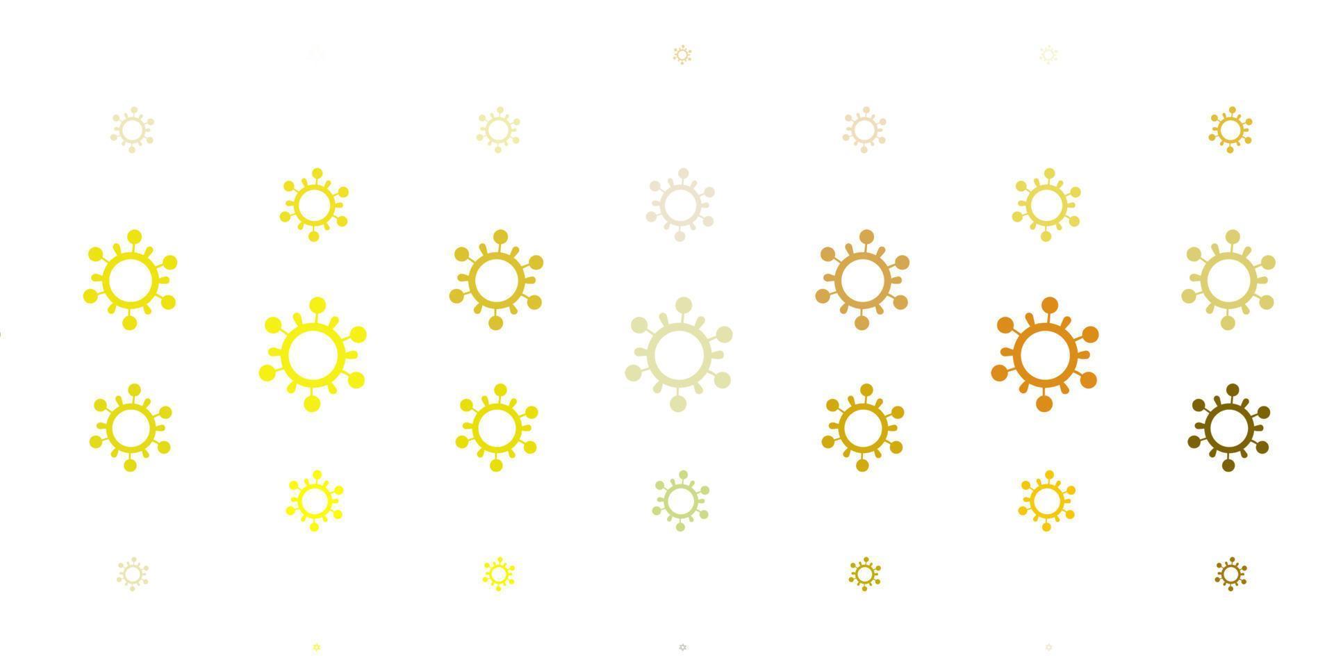 Light Green, Yellow vector background with covid-19 symbols.