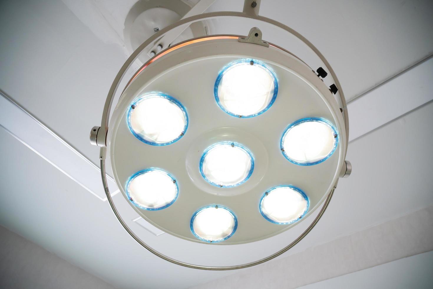 Included surgical lamp close-up during surgery, Close-up. The surgical light turns on and off photo