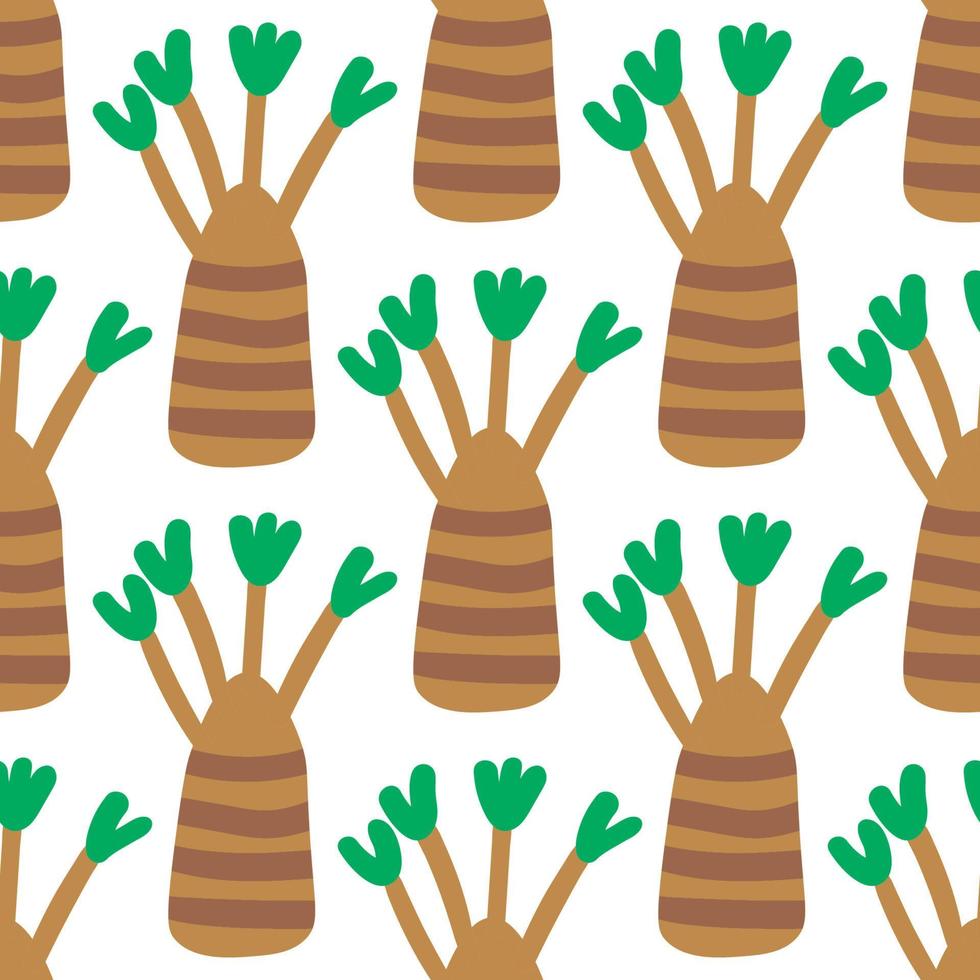 Cute forest seamless pattern with cartoon summer trees in flat style. Woodland background. vector