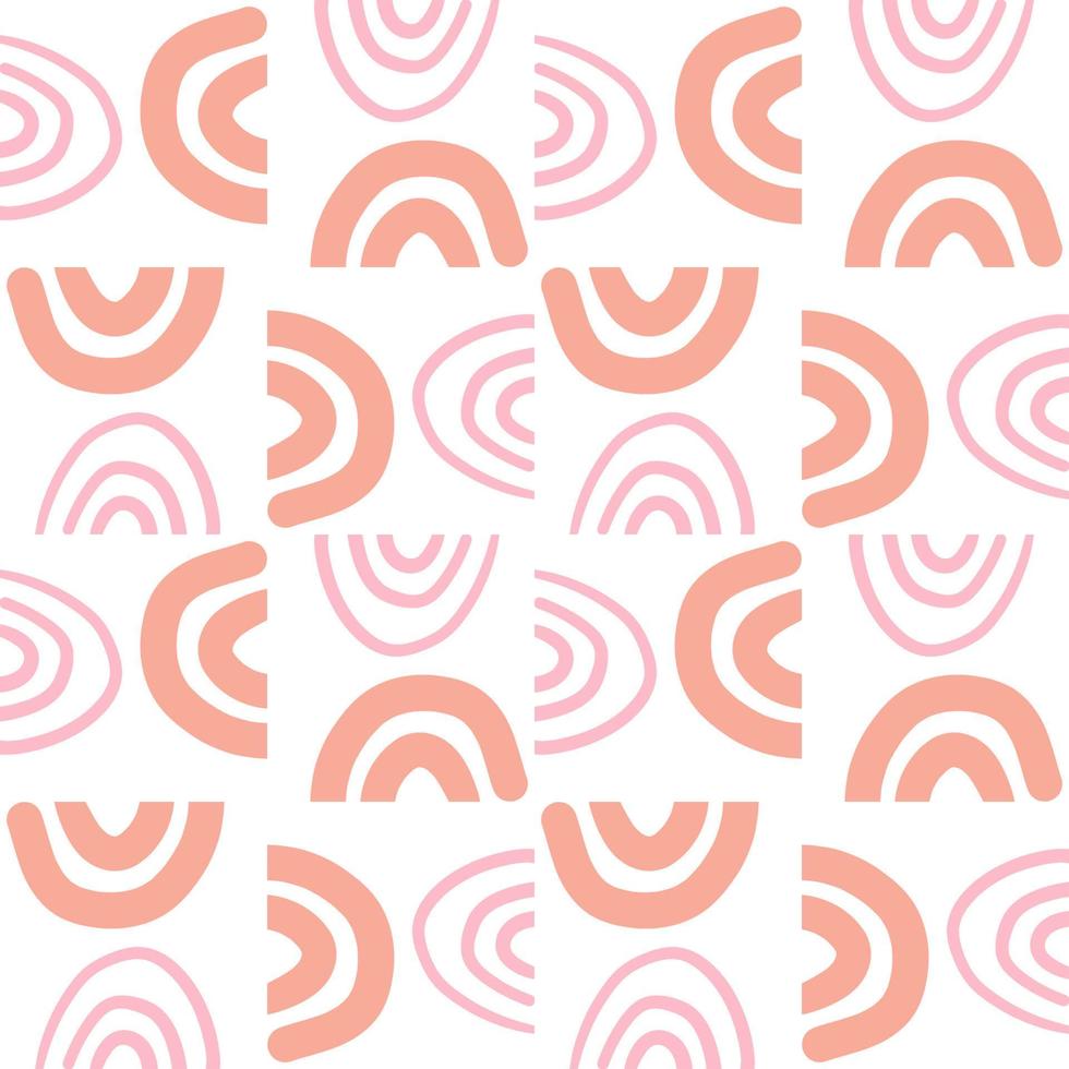 Hand drawn abstract seamless pattern with cute arches tile. Retro backdrop for wrapping paper, textile, fabric, web, card. vector